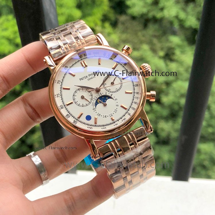 Fake Patek Philippe Annual Calendar Men Watch Rose Gold